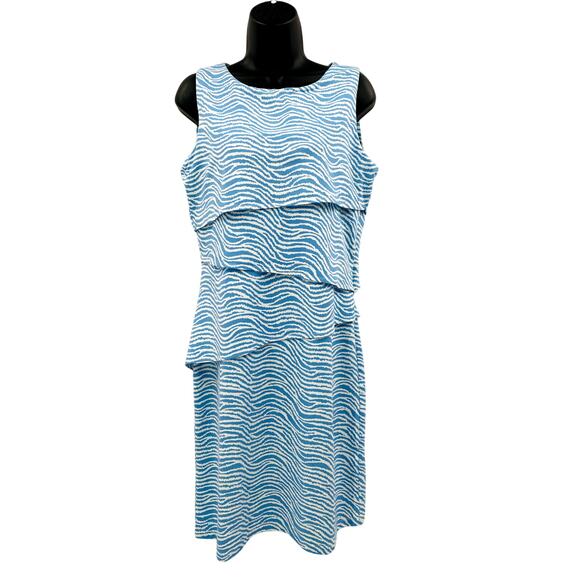 J. Mclaughlin M Nicola tiered blue striped shift dress - Picture 2 of 5